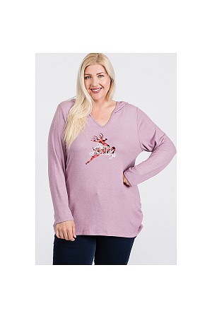 V NECK SIDE CINCH HOODIE 